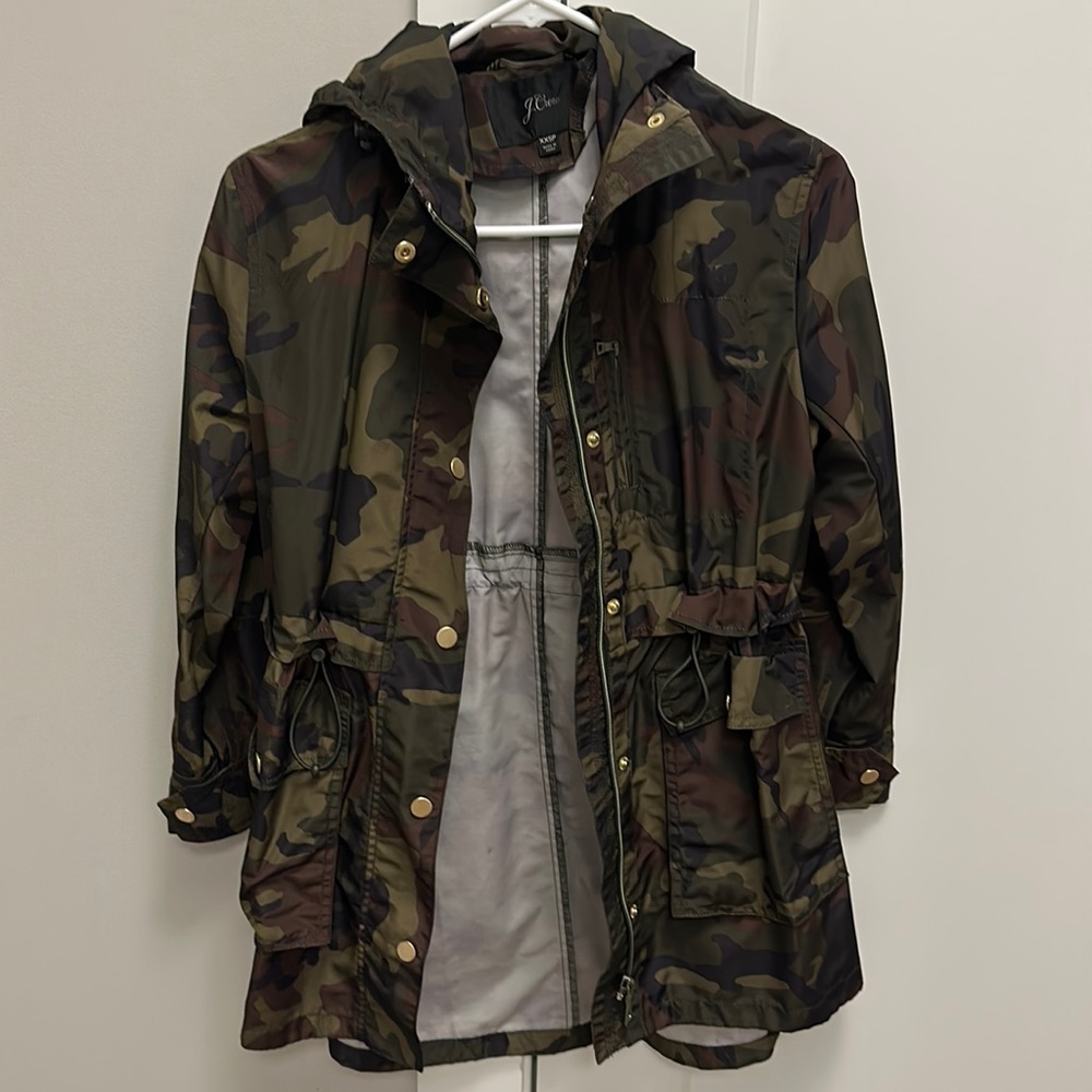 J Crew Perfect Rain Jacket in Camo - sold out!
